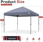8x8 Pop Up Canopy, Heavy Duty Weather Protection, Light Gray in Light Gray, alternate view 3