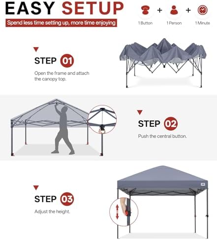 8x8 Pop Up Canopy, Heavy Duty Weather Protection, Light Gray in Light Gray, alternate view 6