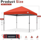 8x8 Pop Up Canopy, Heavy Duty Weather Protection, Reddish Orange, alternate view 3