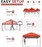 8x8 Pop Up Canopy, Heavy Duty Weather Protection, Reddish Orange, alternate view 6