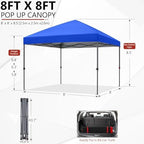 8x8 Pop Up Canopy, Heavy Duty Weather Protection, Royal Blue in Royal Blue, alternate view 3