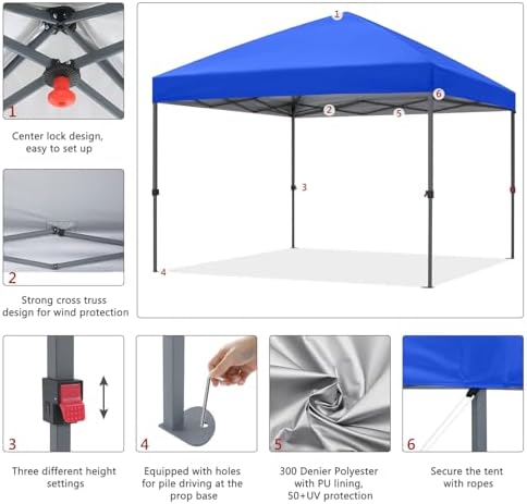 8x8 Pop Up Canopy, Heavy Duty Weather Protection, Royal Blue in Royal Blue, alternate view 5