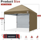 8x8 Pop Up Canopy Tent, 2 Sidewalls, All-Weather Shade, Khaki in Khaki, alternate view 2