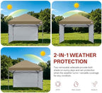 8x8 Pop Up Canopy Tent, 2 Sidewalls, All-Weather Shade, Khaki in Khaki, alternate view 4