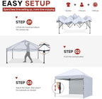 8x8 Pop Up Canopy Tent, 2 Sidewalls, All-Weather Shade, White in White, alternate view 7