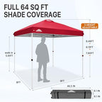 8x8 Pop Up Canopy Tent Easy Up Canopy Outdoor, Red in Red, alternate view 2