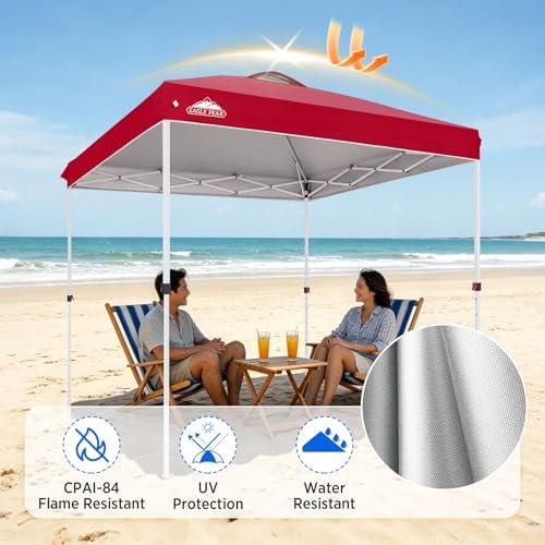 8x8 Pop Up Canopy Tent Easy Up Canopy Outdoor, Red in Red, alternate view 3