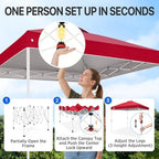 8x8 Pop Up Canopy Tent Easy Up Canopy Outdoor, Red in Red, alternate view 4
