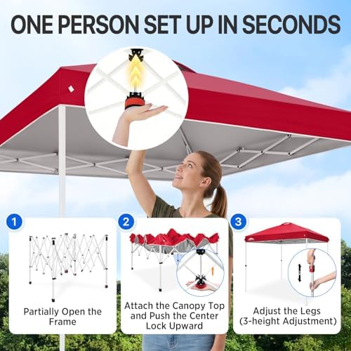 8x8 Pop Up Canopy Tent Easy Up Canopy Outdoor, Red in Red, alternate view 4