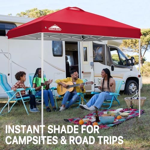 8x8 Pop Up Canopy Tent Easy Up Canopy Outdoor, Red in Red, alternate view 5