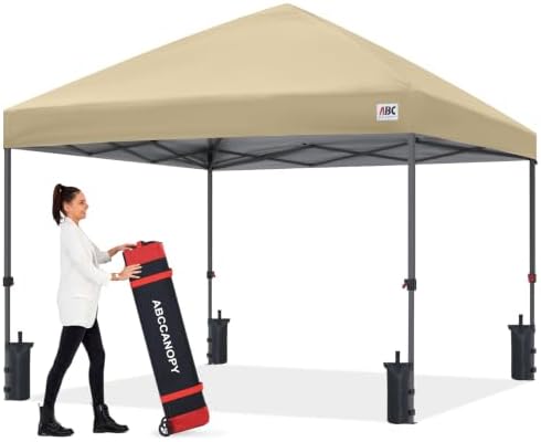 8x8 Pop Up Canopy Tent, Heavy Duty Weather Protection, Beige in Beige