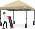 8x8 Pop Up Canopy Tent, Heavy Duty Weather Protection, Beige in Beige