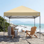 8x8 Pop Up Canopy Tent, Heavy Duty Weather Protection, Beige in Beige, alternate view 2
