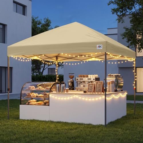 8x8 Pop Up Canopy Tent, Heavy Duty Weather Protection, Beige in Beige, alternate view 5