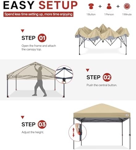 8x8 Pop Up Canopy Tent, Heavy Duty Weather Protection, Beige in Beige, alternate view 6
