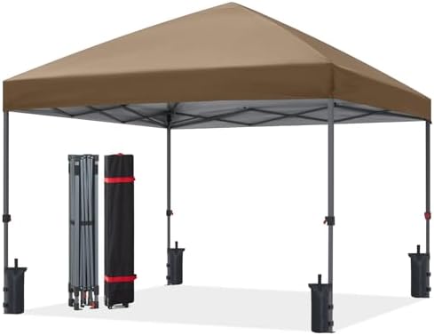 8x8 Pop Up Canopy Tent, Heavy Duty Weather Protection, Camel