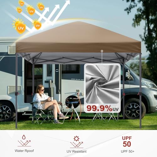8x8 Pop Up Canopy Tent, Heavy Duty Weather Protection, Camel, alternate view 5