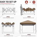 8x8 Pop Up Canopy Tent, Heavy Duty Weather Protection, Camel, alternate view 6