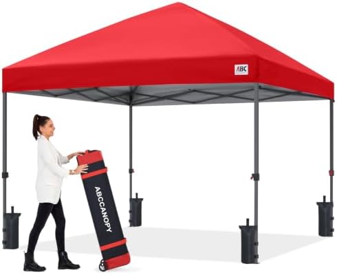 8x8 Pop Up Canopy Tent, Heavy Duty Weather Protection, Red in Red