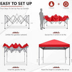 8x8 Pop Up Canopy Tent, Heavy Duty Weather Protection, Rose, alternate view 6
