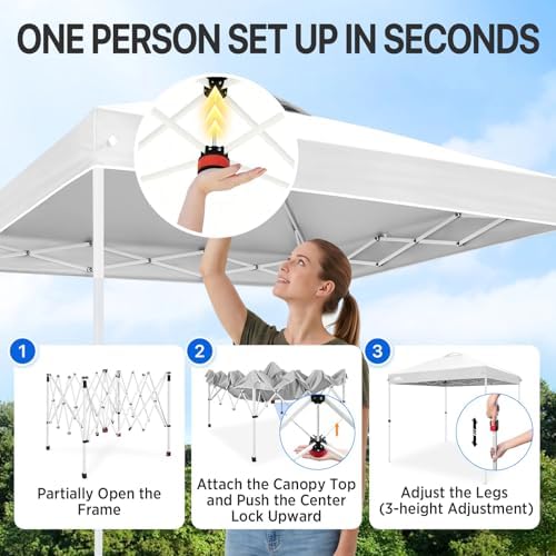 8x8 Pop Up Canopy Tent Instant Outdoor Canopy Easy Set-up Straight Leg Folding Shelter with Wheeled Bag, 8, alternate view 5