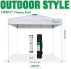 8x8 Pop Up Canopy Tent, Vented Top Portable Shelter, White, 8 * 8 in White, alternate view 2