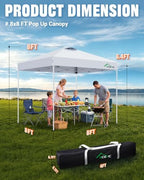 8x8 Pop Up Canopy Tent, Vented Top Portable Shelter, White, 8 * 8 in White, alternate view 6