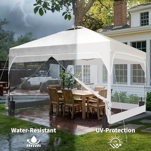 8x8 Pop Up Canopy Tent with One Push Setup, Outdoor Sun Shade Canopy for Backyard Party, Easy Up Instant Shelter, alternate