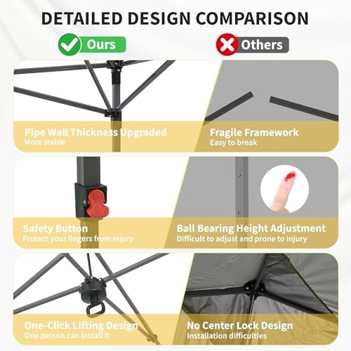 8x8 Pop Up Canopy Tent with One Push Setup, Outdoor Sun Shade Canopy for Backyard Party, Easy Up Instant Shelter, alternate