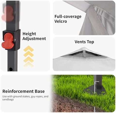 8x8 Pop Up Canopy Tent with One Push Setup, Outdoor Sun Shade Canopy for Backyard Party, Easy Up Instant Shelter, alternate