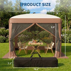 8x8FT 4-Sided Pop Up Gazebo Screen Tent with Mesh Panels, Brown in 8x8FT in Brown, alternate view 3
