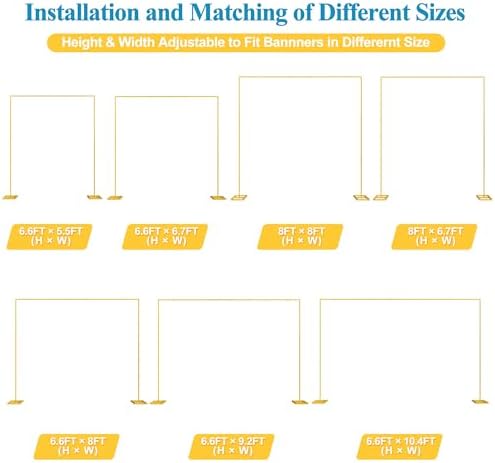 8x8FT Backdrop Stand Heavy Duty Gold Adjustable Pipe and Drape Stand in 8x8FT, alternate view 3