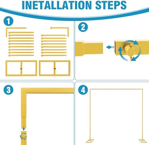 8x8FT Backdrop Stand Heavy Duty Gold Adjustable Pipe and Drape Stand in 8x8FT, alternate view 4