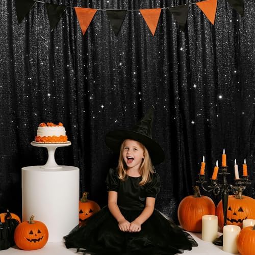8x8ft Black Sequin Backdrop for Photography Shimmer in 8FT x 8FT in Black, alternate view 2