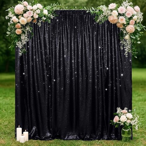 8x8ft Black Sequin Backdrop for Photography Shimmer in 8FT x 8FT in Black, alternate view 5