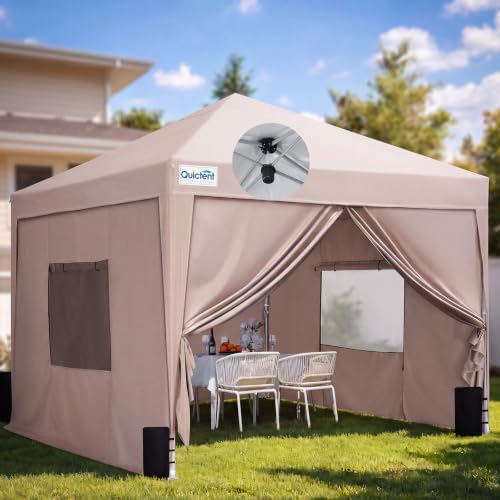 8x8FT Easy Pop Up Canopy Tent with One Center Lock in 8x8FT in Beige