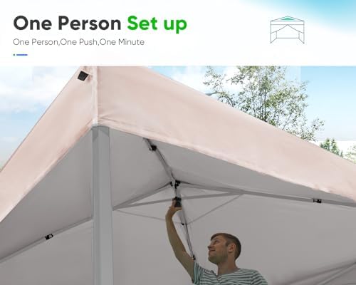 8x8FT Easy Pop Up Canopy Tent with One Center Lock in 8x8FT in Beige, alternate view 3