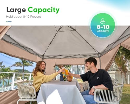 8x8FT Easy Pop Up Canopy Tent with One Center Lock in 8x8FT in Beige, alternate view 6