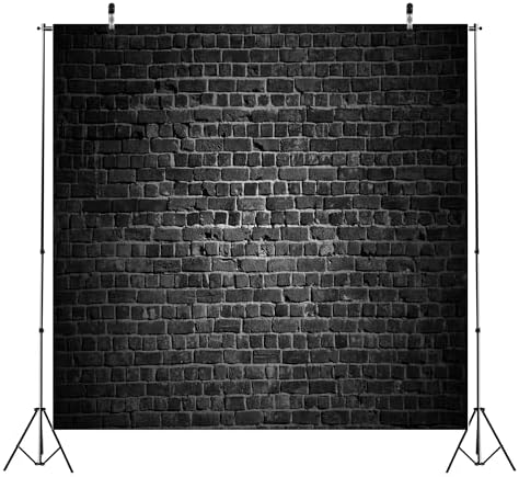 8x8ft Fabric Black Brick Wall Backdrop Vintage Black Bricks Background for Themed Party Decorations Birthday
