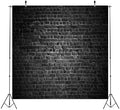 8x8ft Fabric Black Brick Wall Backdrop Vintage Black Bricks Background for Themed Party Decorations Birthday