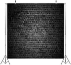 8x8ft Fabric Black Brick Wall Backdrop Vintage Black Bricks Background for Themed Party Decorations Birthday