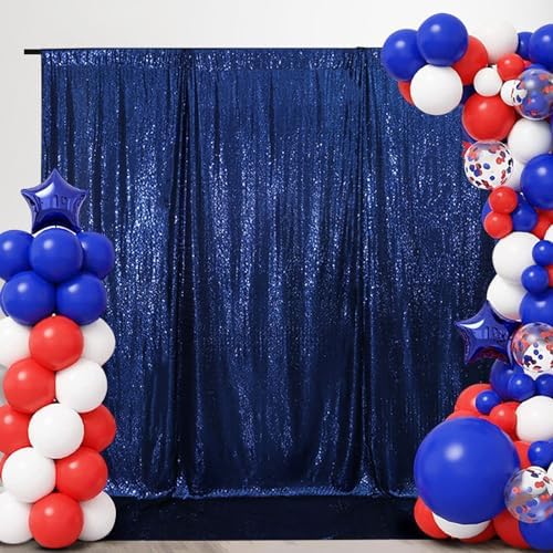 8x8ft Navy Blue Sequin Backdrop for Photography Shimmer in 8FT x 8FT in Navy Blue