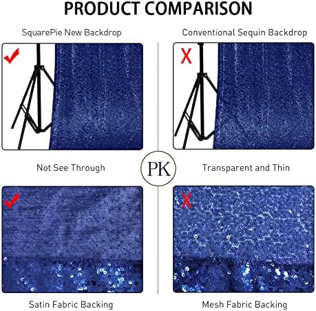 8x8ft Navy Blue Sequin Backdrop for Photography Shimmer in 8FT x 8FT in Navy Blue, alternate view 4