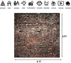 8x8ft Red Brick Wall Photography Backdrop Vintage Theme Stone Brick Design Photography Background Baby Birthday, alternate