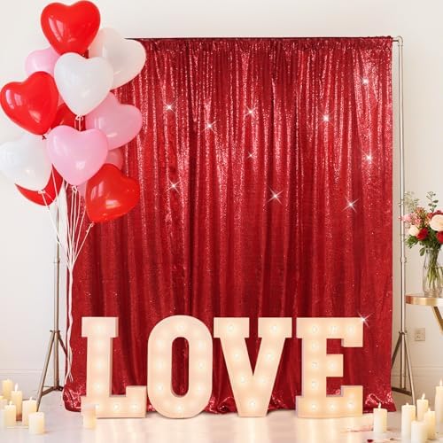 8x8ft Red Sequin Backdrop for Photography Shimmer in 8FT x 8FT in Red