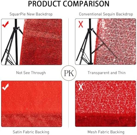 8x8ft Red Sequin Backdrop for Photography Shimmer in 8FT x 8FT in Red, alternate view 3
