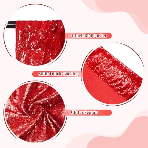 8x8ft Red Sequin Backdrop for Photography Shimmer in 8FT x 8FT in Red, alternate view 4