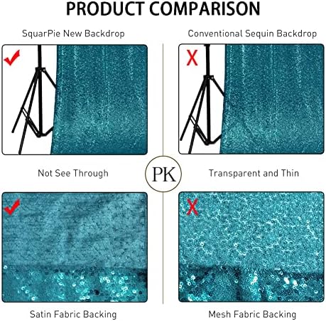 8x8ft Teal Sequin Backdrop for Photography Shimmer in 8FT x 8FT in Teal, alternate view 3