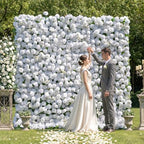 8x8FT White Artificial Flower Wall Backdrop,5D Silk Flower Wall Panel in 8x8FT, alternate view 5