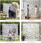 8x8FT White Artificial Flower Wall Backdrop,5D Silk Flower Wall Panel in 8x8FT, alternate view 7